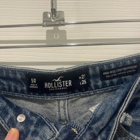 Hollister Blue Straight Leg Jeans High-Waisted Cropped Western‎ 27 Casual Preppy - Picture 4 of 5